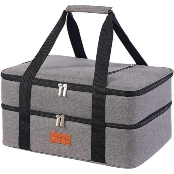 Lunch Bag Insulated Thermal FoodCarrier Insulated Double Decker CasseroleCarrier - Picture 1 of 7